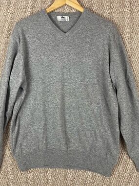 I Levrieri Sweater Mens Large 100% Cashmere Gray Crewneck V Neck Luxury F240